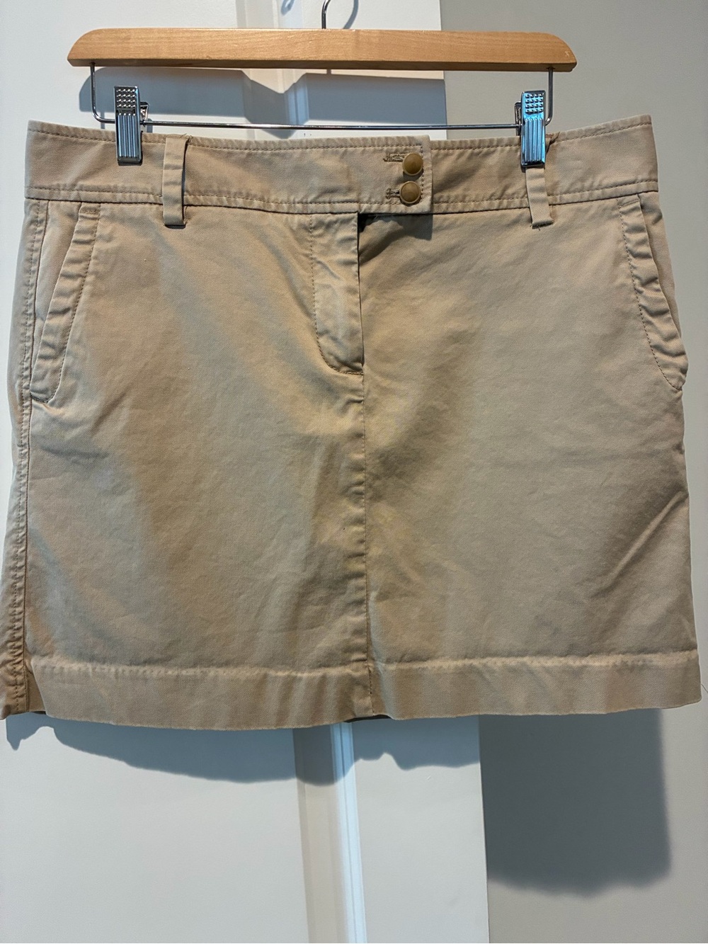 J. Crew Tan Cotton Mini Skirt with Double Button Waist
